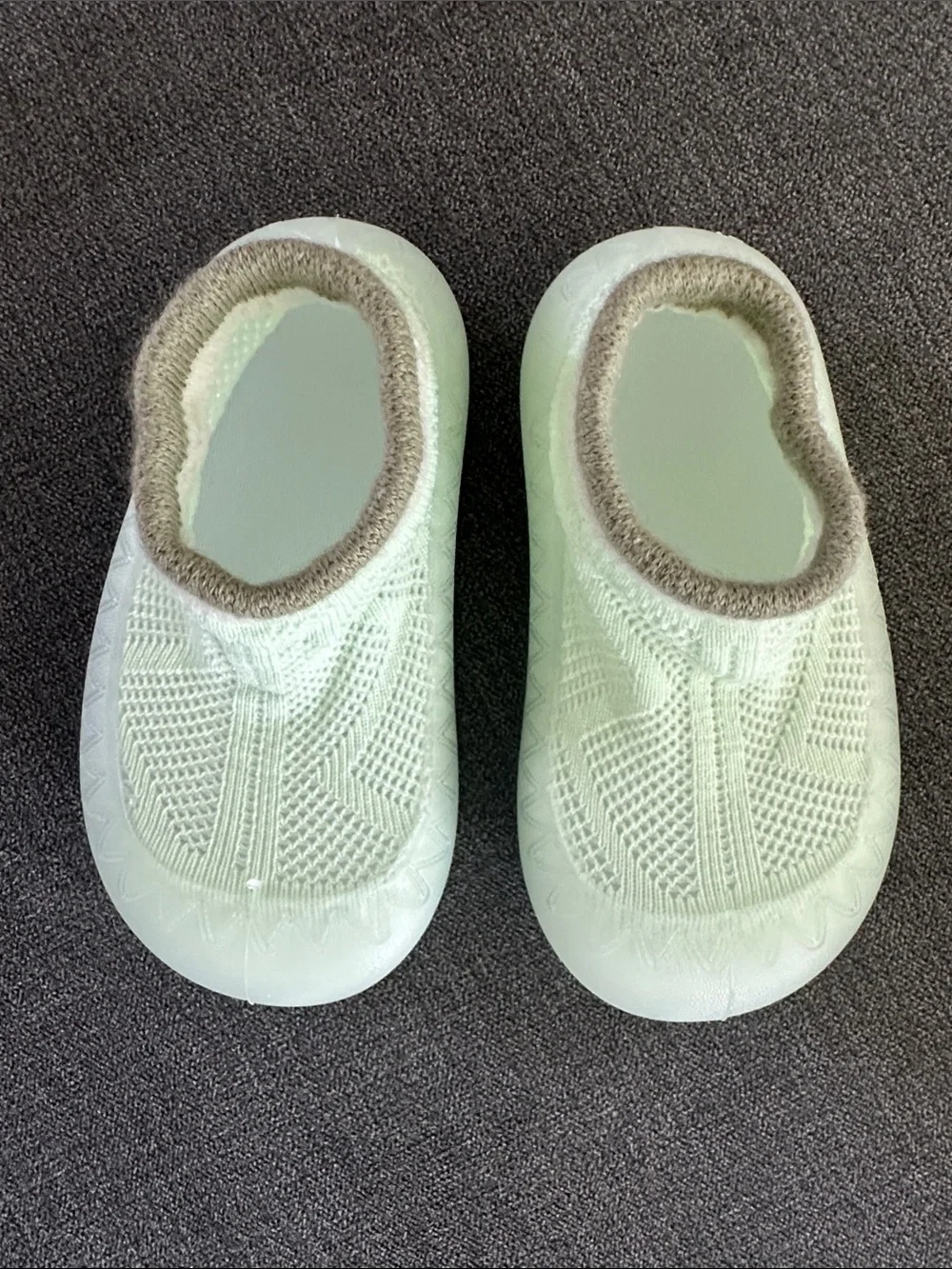 Tiny Explorings Barefoot Baby Shoes Mint Green Slip-On Slippers 12-18 months